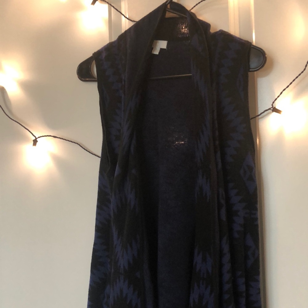 Blue and Black Charming Charlie Sleeveless Sweater